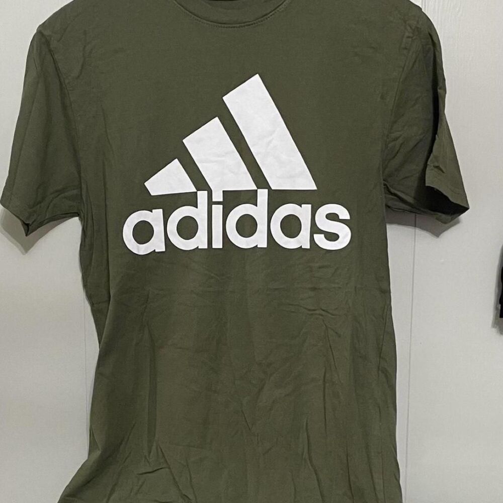Adidas Men's Green and Khaki T-shirt